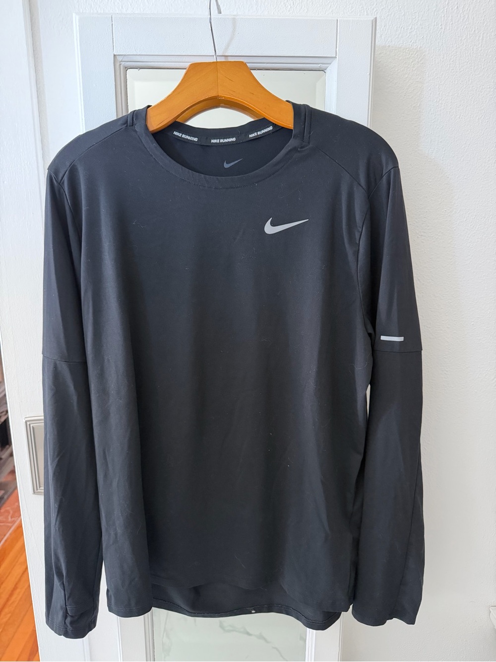 Nike Black Long-Sleeve Dri-FIT Crew with Reflective Swoosh